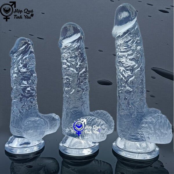  Dương vật giả silicon trong suốt có đế hít tường L1 