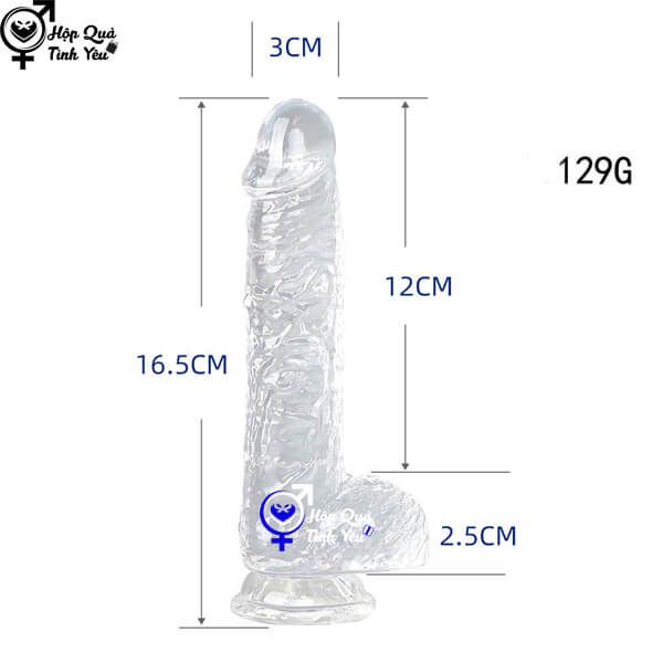 Dương vật giả silicon trong suốt có đế hít tường L1 