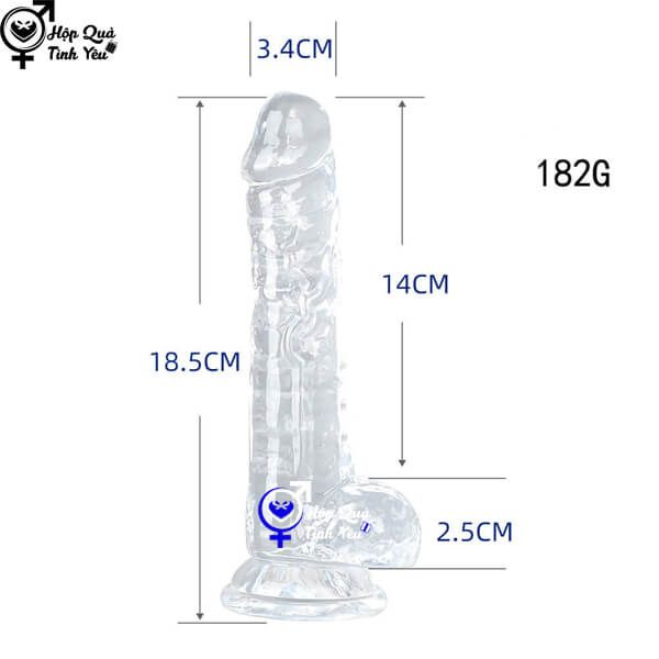  Dương vật giả silicon trong suốt có đế hít tường L1 