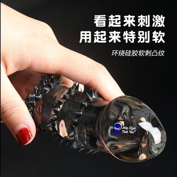  Dương vật giả trong suốt cầm tay có gai size trung 