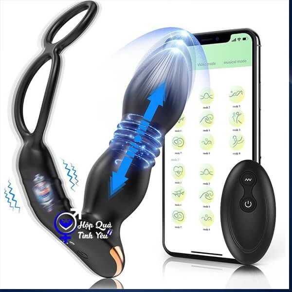  Máy rung thụt sextoy hậu môn và âm đạo điều khiển từ xa bằng app bluetooth r2 