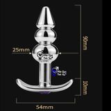  Phích cắm hậu môn inox đầu nhọn 3 khấc đính đá phát sáng 