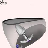  Phích cắm hậu môn inox đế dài đính đá phát sáng size lớn 