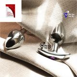  Phích cắm hậu môn inox đế dài đính đá phát sáng size nhỏ 