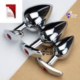  Phích cắm hậu môn inox đế dài đính đá phát sáng size trung 