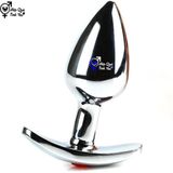  Phích cắm hậu môn inox đế dài đính đá phát sáng size trung 