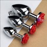  Phích cắm hậu môn inox đế hoa hồng size lớn 