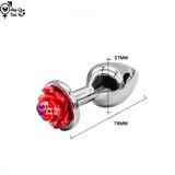  Phích cắm hậu môn inox đế hoa hồng size nhỏ 