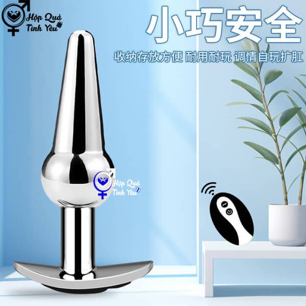  Phích cắm hậu môn inox điều khiển từ xa không dây dùng sạc sku1 