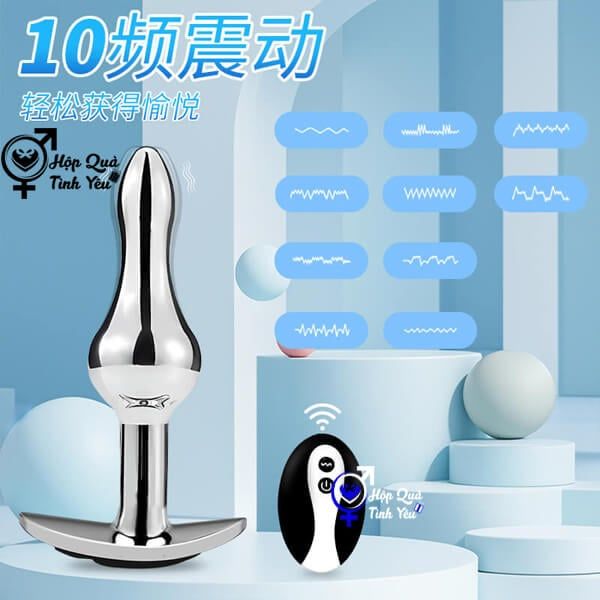  Phích cắm hậu môn inox điều khiển từ xa không dây dùng sạc sku2 