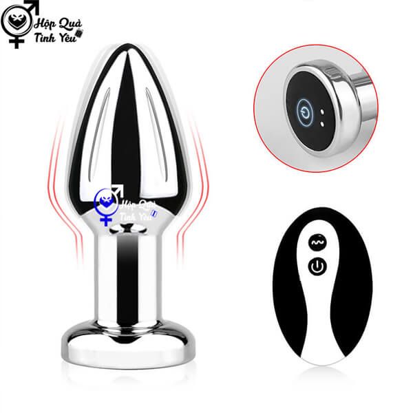  Phích cắm hậu môn inox điều khiển từ xa không dây dùng sạc sku3 