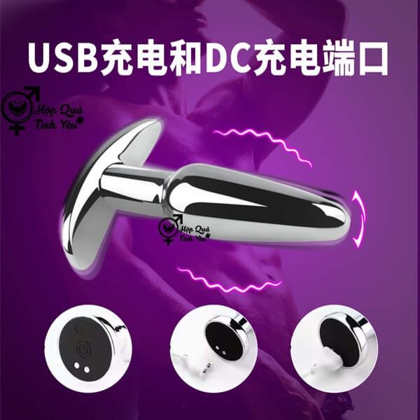  Phích cắm hậu môn inox điều khiển từ xa không dây dùng sạc sku6 