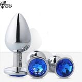  Phích cắm hậu môn inox đính đá hình tròn phát sáng size lớn 