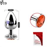  Phích cắm hậu môn inox đính đá hình tròn phát sáng size lớn 