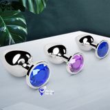  Phích cắm hậu môn inox đính đá hình tròn phát sáng size nhỏ 