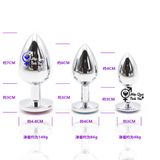 Phích cắm hậu môn inox đính đá hình tròn phát sáng size trung 