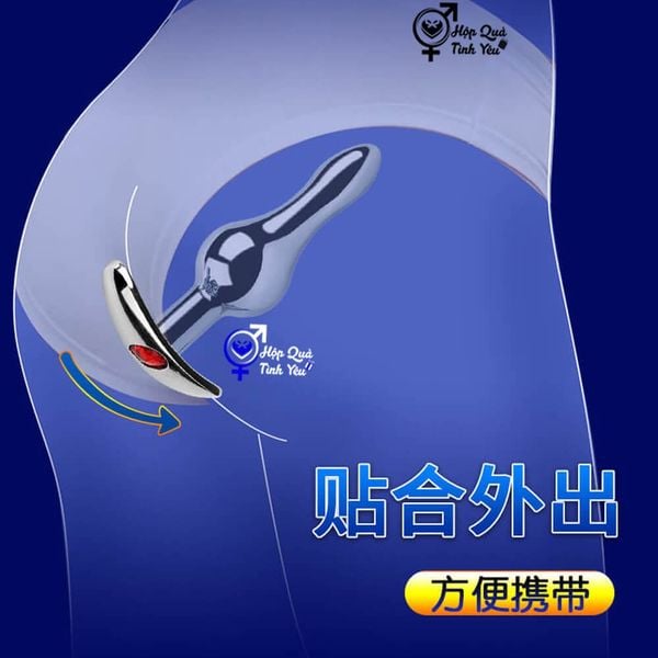  Phích cắm hậu môn inox đính đá phát sáng đầu nhọn đế dài 
