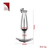  Phích cắm hậu môn inox đính đá phát sáng đầu nhọn đế dài 