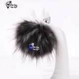  Phích cắm hậu môn inox lông thỏ cao cấp màu trắng xám size trung 