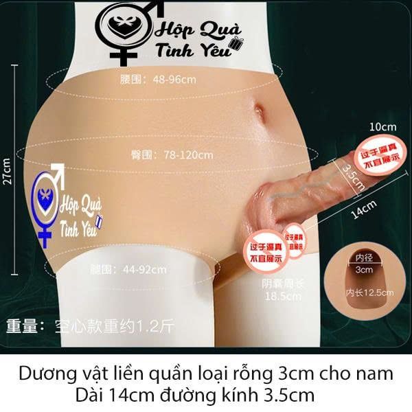  Quần dương vật giả silicon cao cấp loại rỗng ruột 