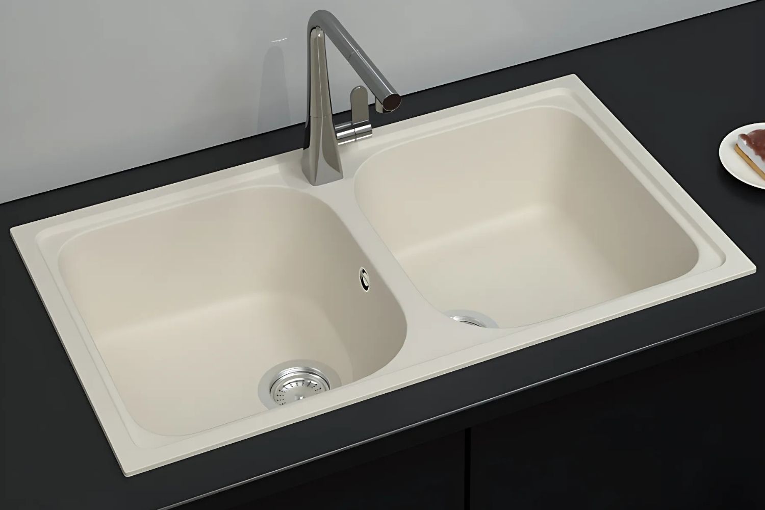 Chậu Rửa Bát 2 Hố Bằng Đá Granstone Hafele HS19-GEN2R90 (570.35.480) | Màu Kem