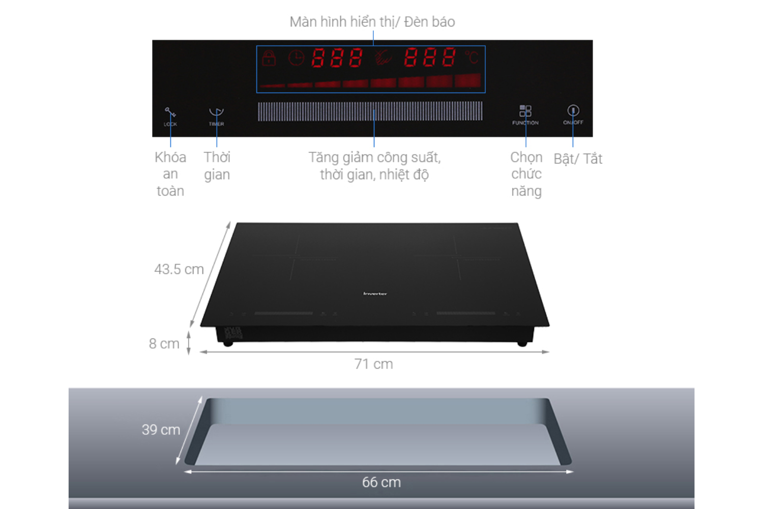 Bếp Từ Đôi Junger CEJ-201-II | Lắp Âm/Dương 2 Vùng Nấu