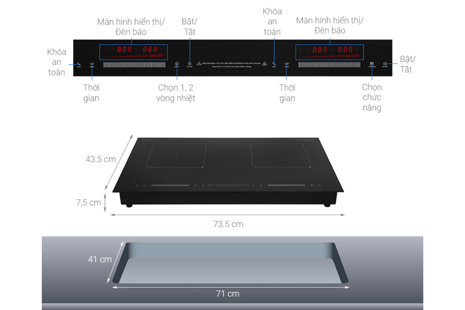 Bếp Điện Từ Kết Hợp Hồng Ngoại Junger MTD-18 | Lắp Âm/Dương 2 Vùng Nấu
