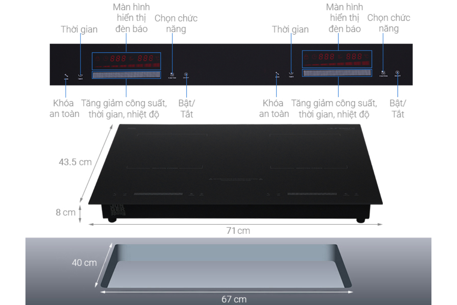 Bếp Từ Đôi Junger CEJ-202-II | Lắp Âm/Dương 2 Vùng Nấu