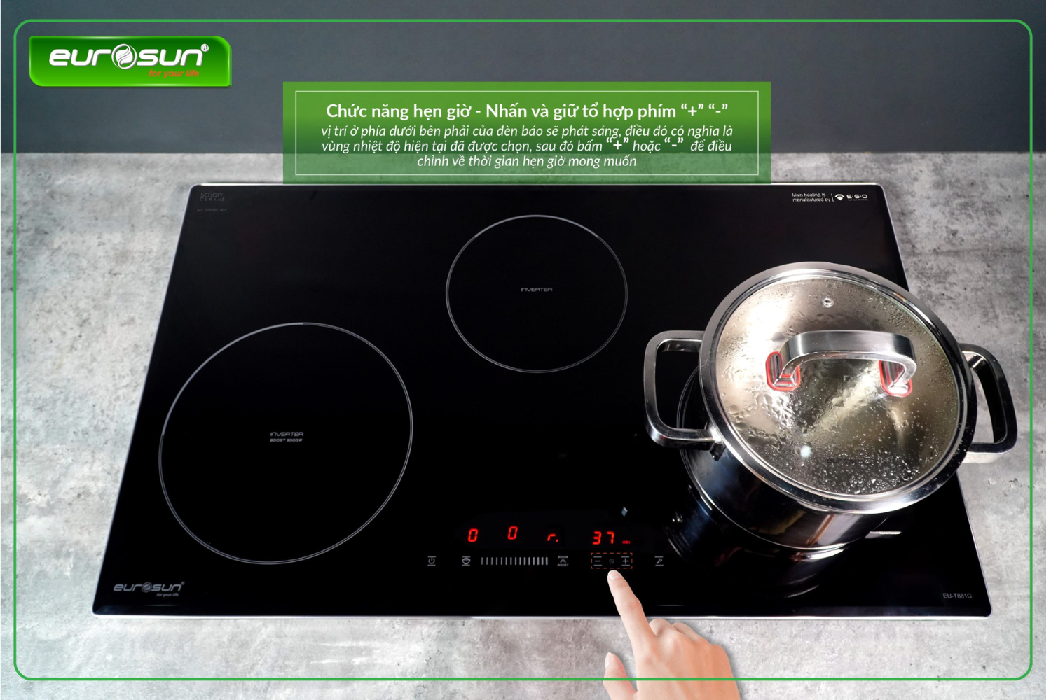 Bếp Từ Eurosun EU-T881G | Lắp Âm 3 Vùng Nấu