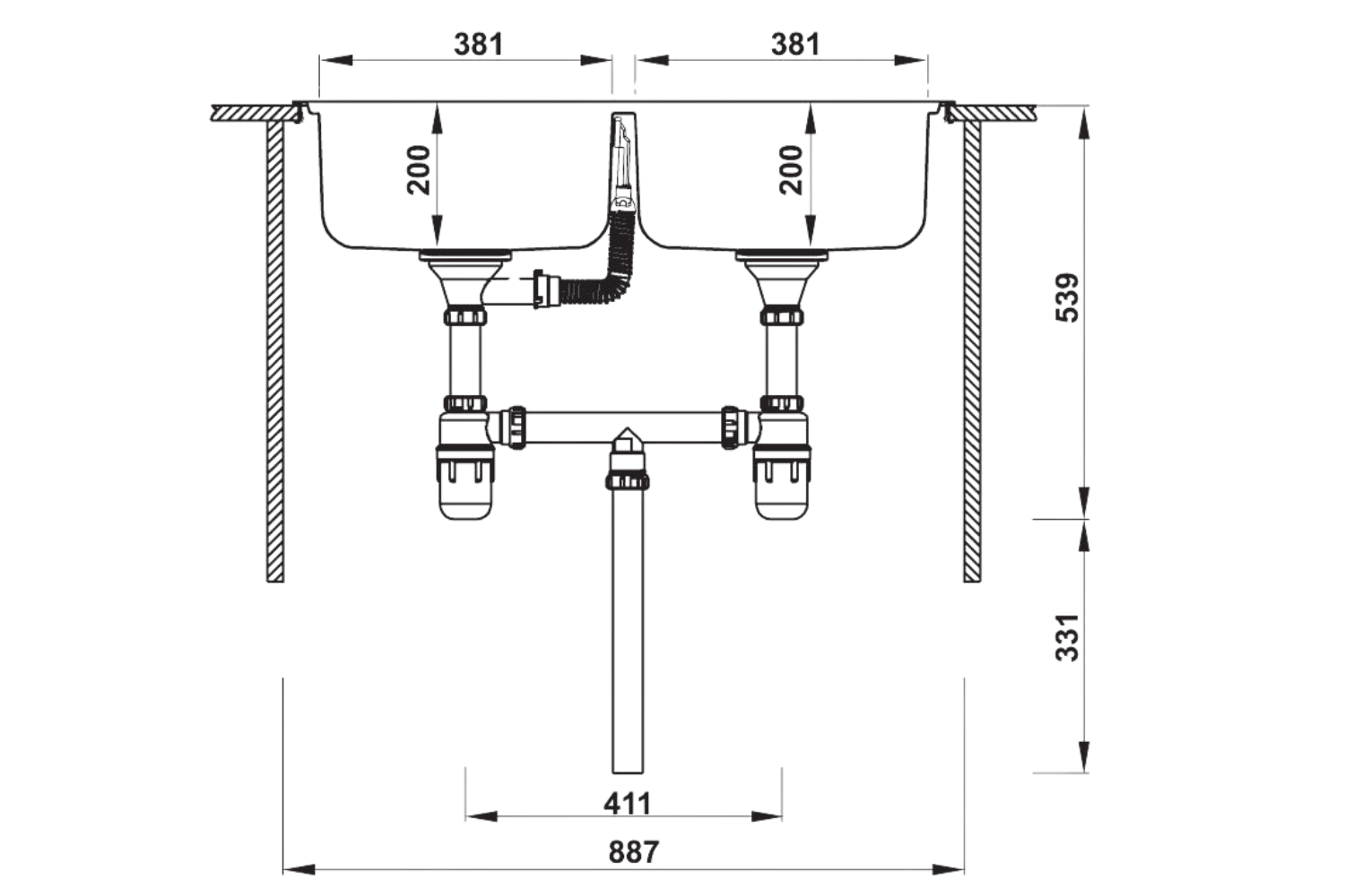 Chậu rửa bát 2 Hố Inox 304 Hafele HS20-SSN2R90M 567.20.493
