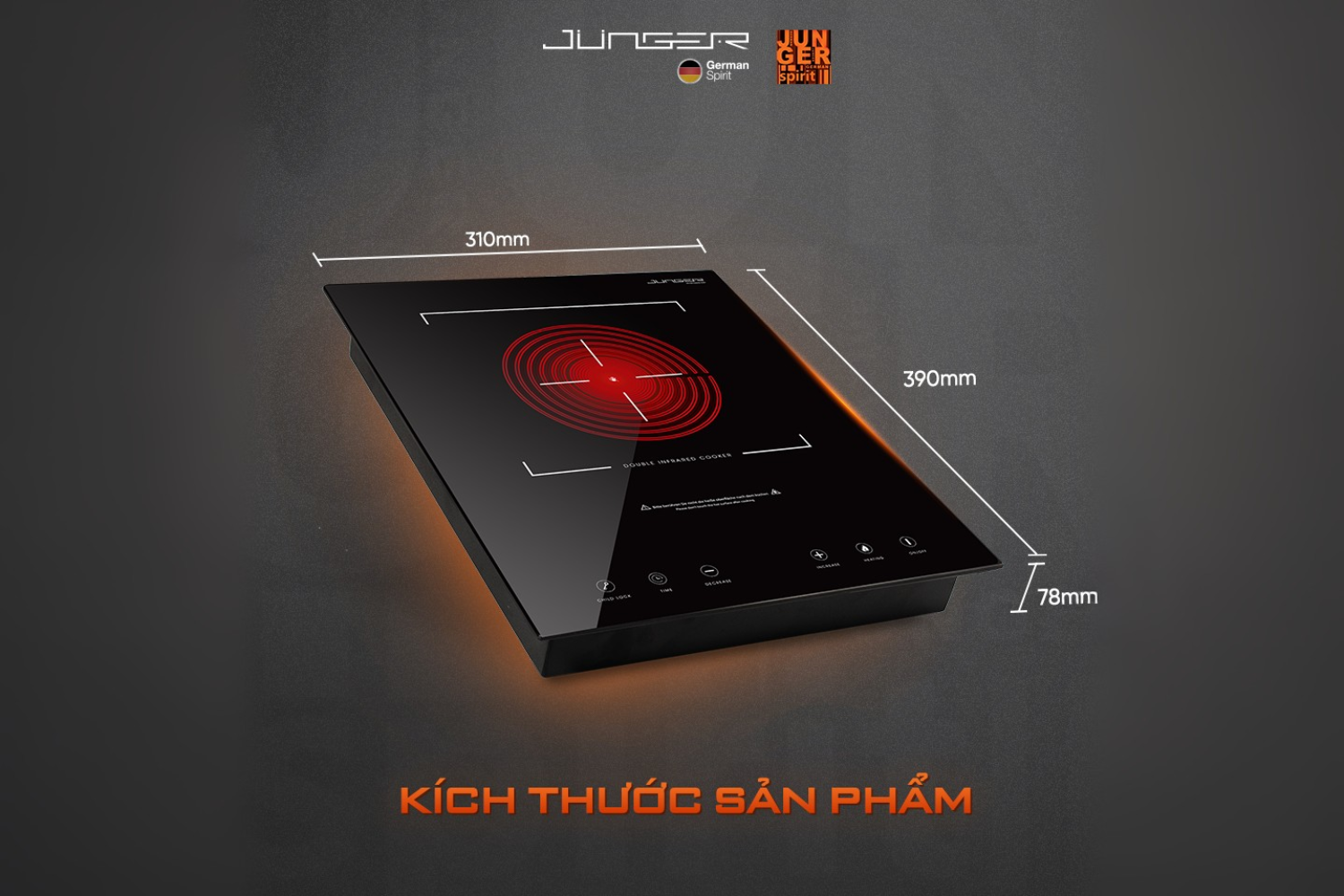 Bếp Điện Hồng Ngoại Junger MT-92 | Lắp Âm/Dương 1 Vùng Nấu