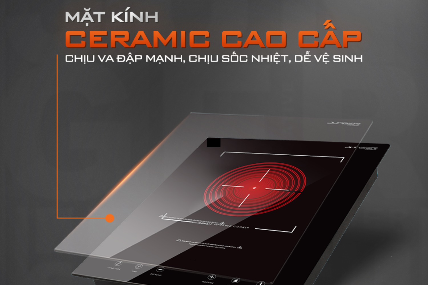 Bếp Điện Hồng Ngoại Junger MT-92 | Lắp Âm/Dương 1 Vùng Nấu