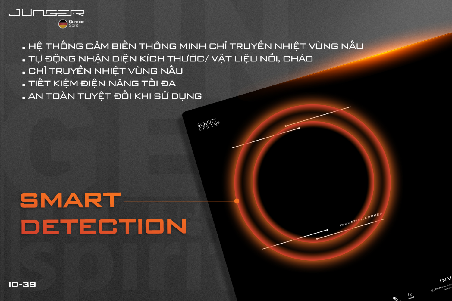 Bếp Từ Đôi Junger ID-39 | Lắp Âm/Dương 2 Vùng Nấu