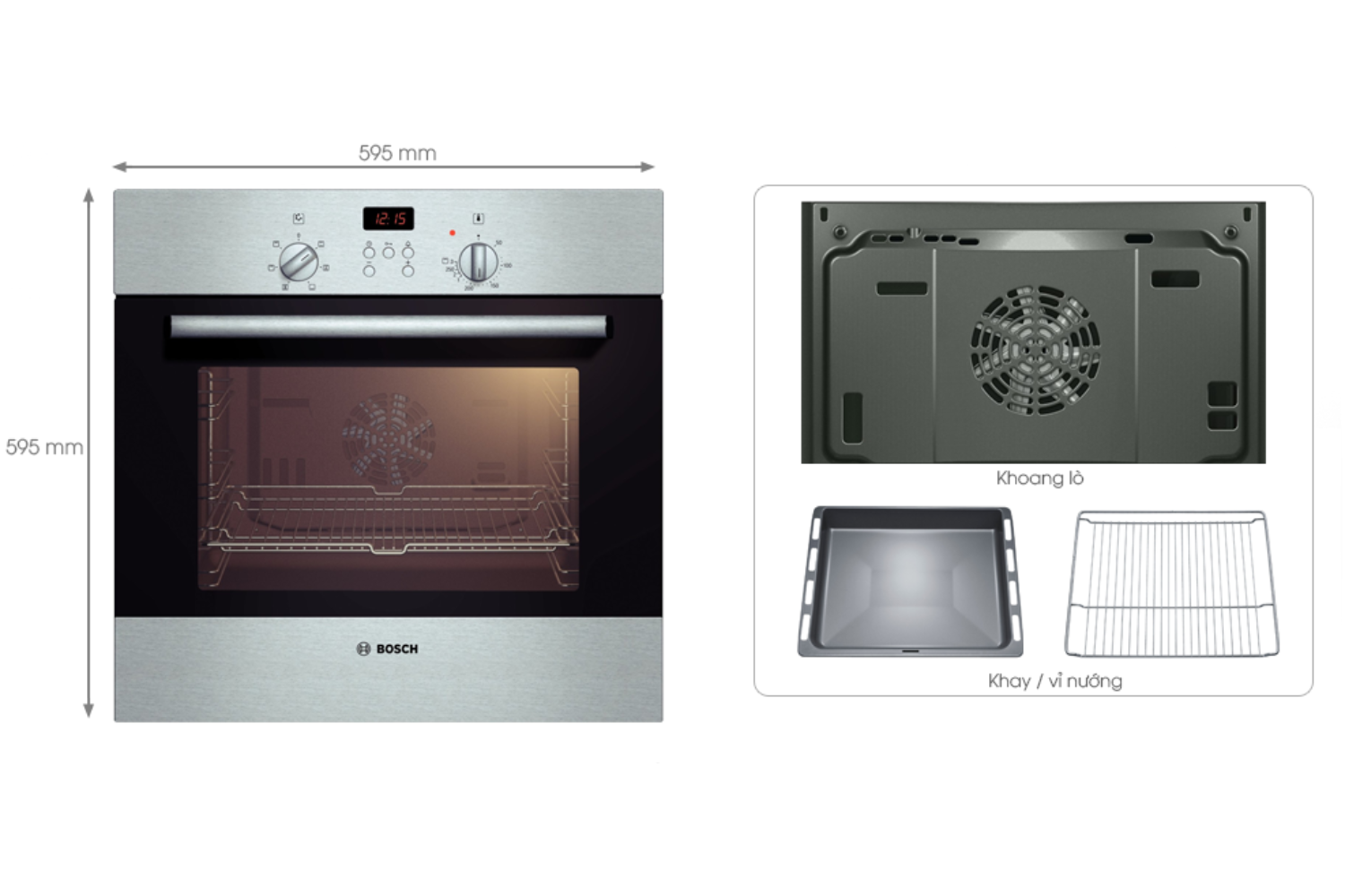 Lò Nướng Âm Tủ Bosch HBN231E2 Series 2 | Dung Tích 66 Lít