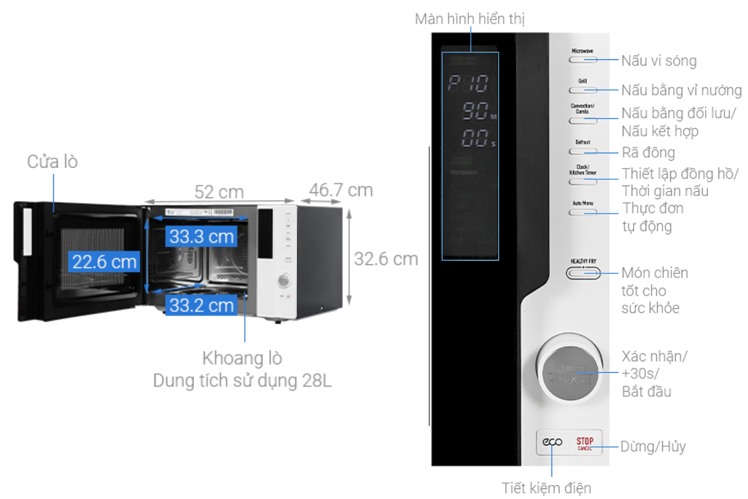 Lò Vi Sóng Có Nướng Hafele HW-F30A (538.31.280) | Lắp Âm 30 Lít