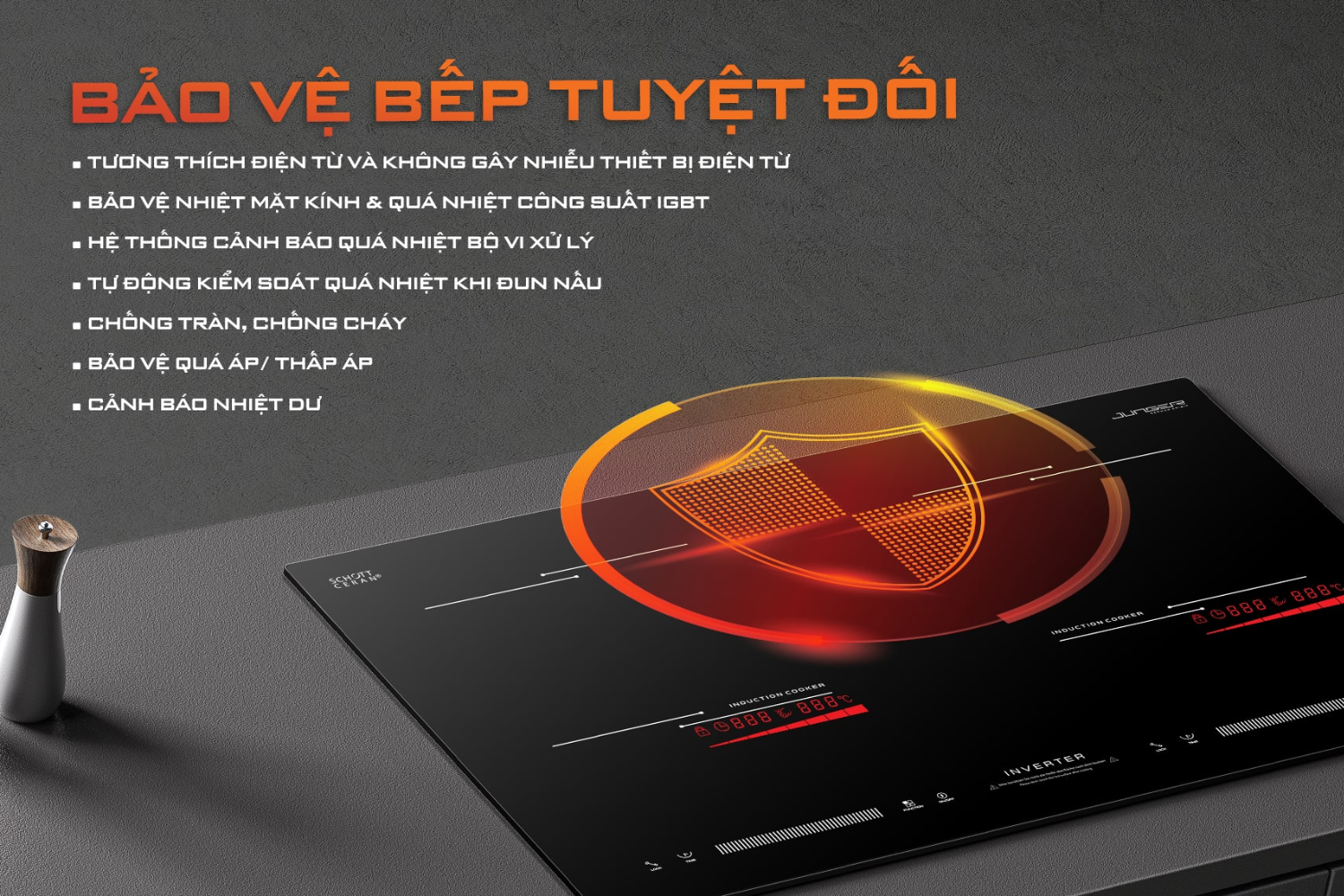 Bếp Từ Đôi Junger ID-39 | Lắp Âm/Dương 2 Vùng Nấu