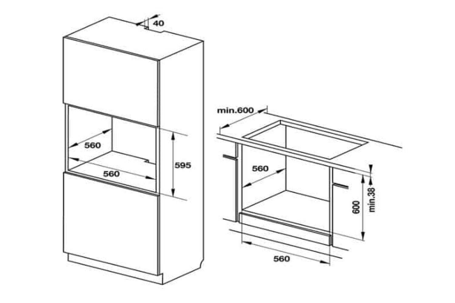 Lò Nướng Âm Tủ Hafele HO-KT60G (535.62.601) | Dung Tích 77 Lít