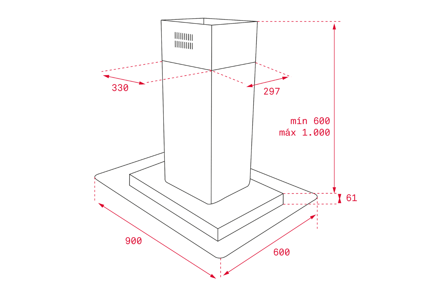 Máy hút mùi đảo Teka TOTAL DG3 ISLA 980 | 90cm