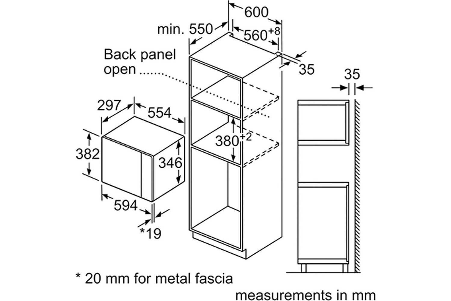 Lò Vi Sóng Âm Tủ Bosch BFL523MB0B Serie 4 | Dung Tích 20 Lít