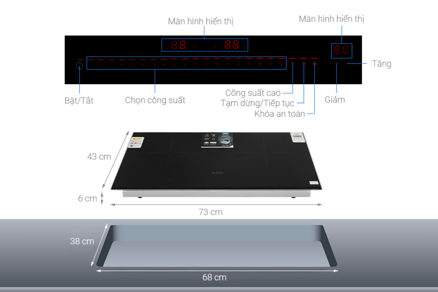 Bếp Từ Đôi KAFF KF-HID7348II Plus | Lắp Âm 02 Vùng Nấu