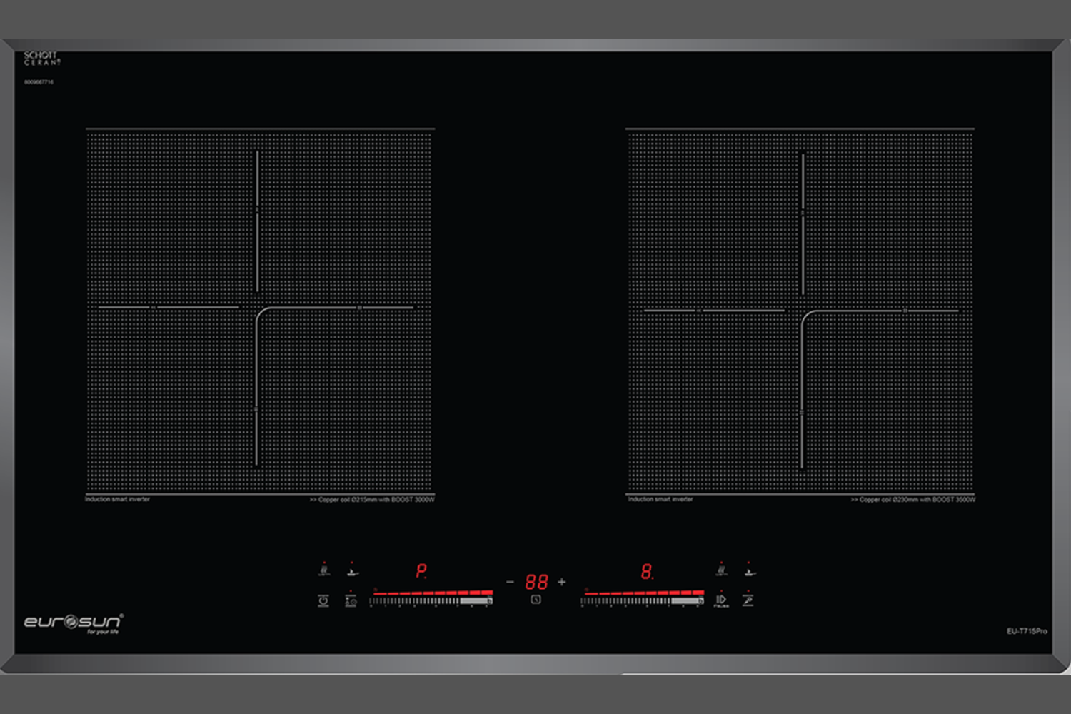 Bếp Từ Đôi Eurosun EU-T715Pro | Lắp Âm 2 Vùng Nấu