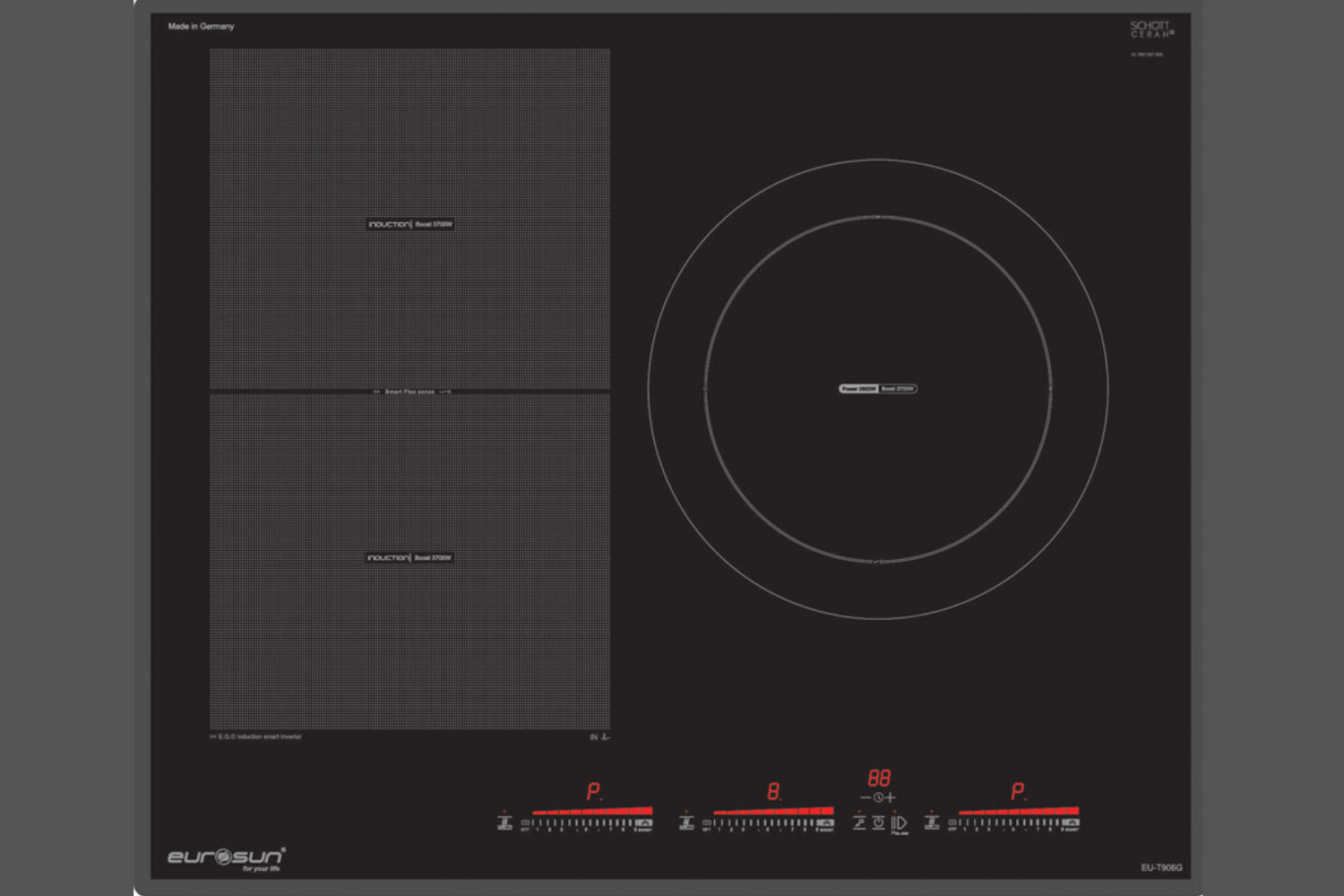 Bếp Từ Eurosun EU-T906G | Lắp Âm 3 Vùng Nấu