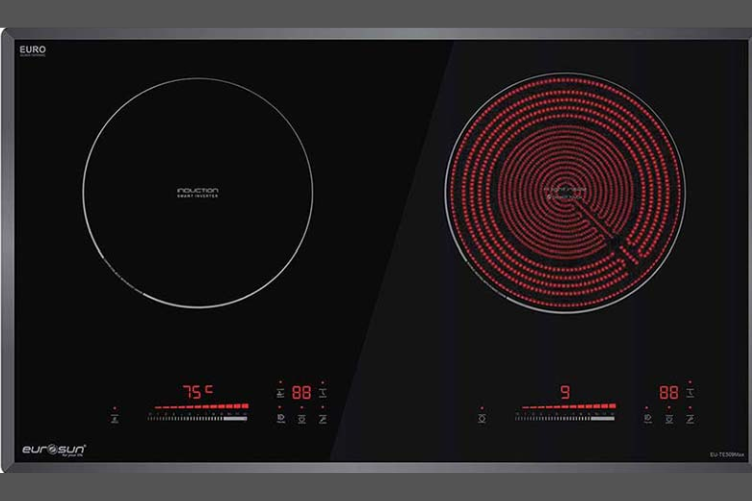 Bếp Điện Từ Kết Hợp Hồng Ngoại Eurosun EU-TE509Max | Lắp Âm 2 Vùng Nấu