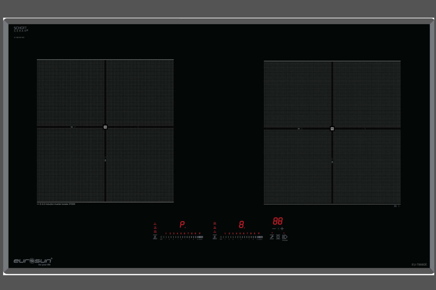 Bếp Từ Đôi Eurosun EU-T888GE (G/S) | Lắp Âm 2 Vùng Nấu