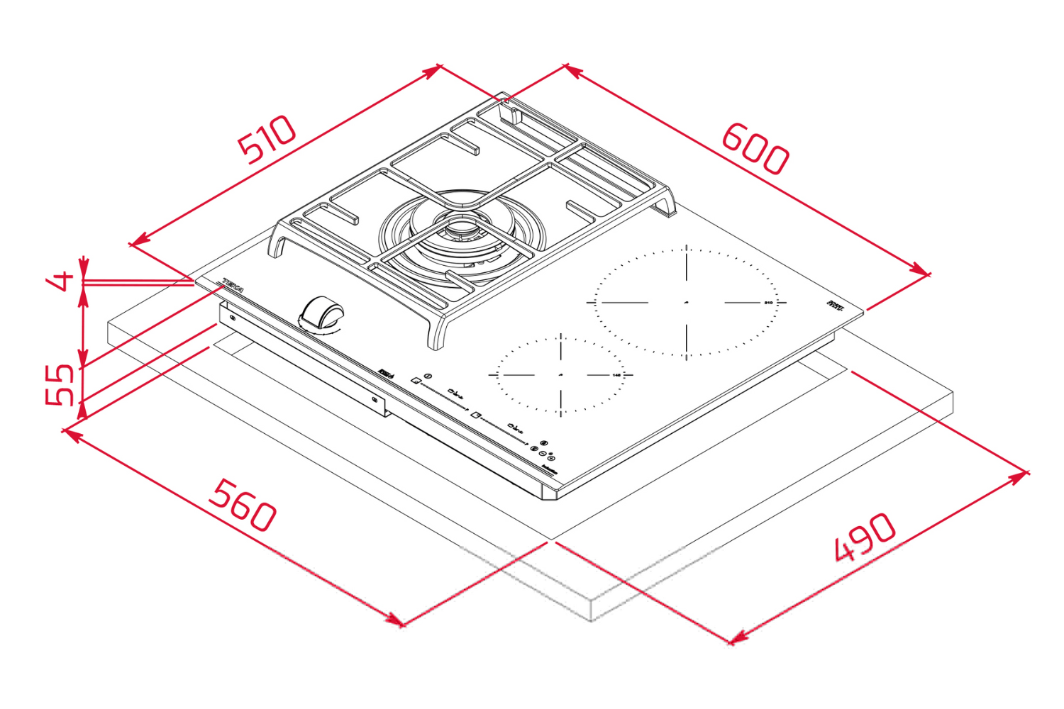Bếp Từ Kết Hợp Gas Teka JZC 63312 ABB | Lắp Âm 3 Vùng Nấu