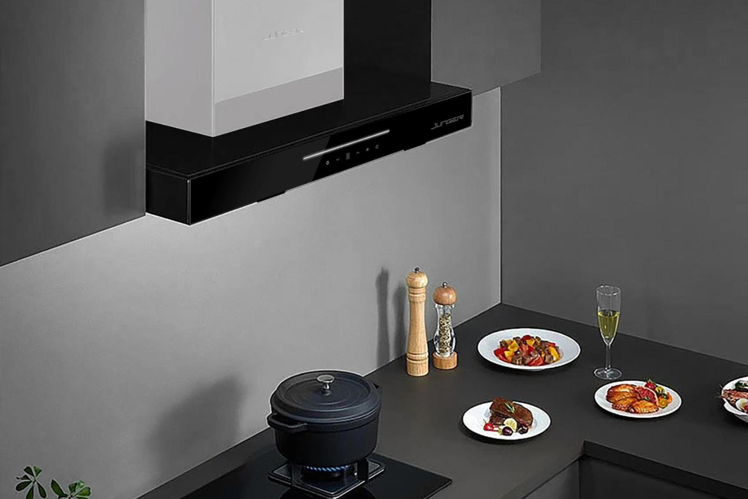 Máy hút mùi áp tường/âm tủ Junger HRJ-701 Bạc | 70cm