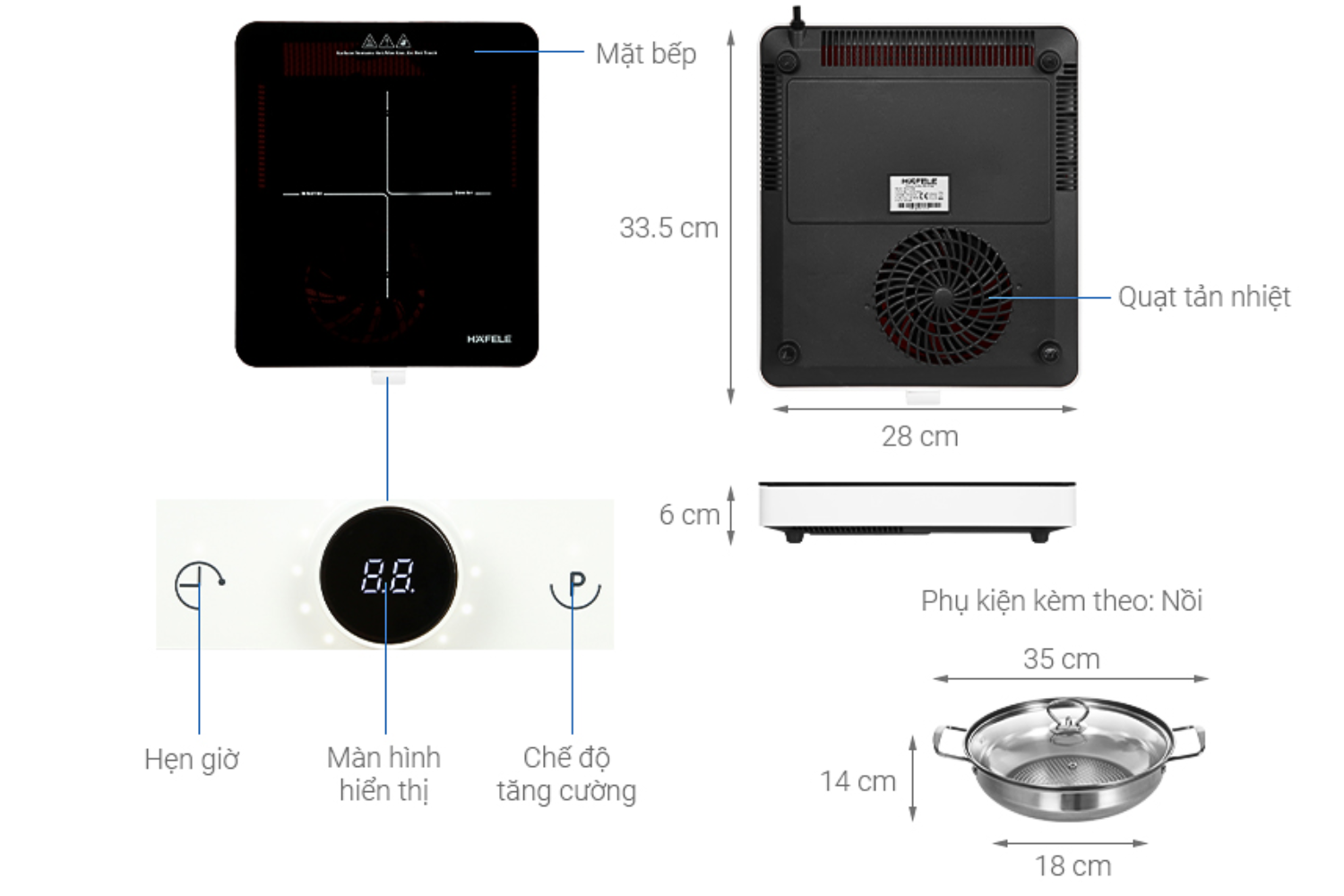 Bếp Từ Đơn Hafele HSI-21FW (536.61.990) | Để Bàn 01 Vùng Nấu
