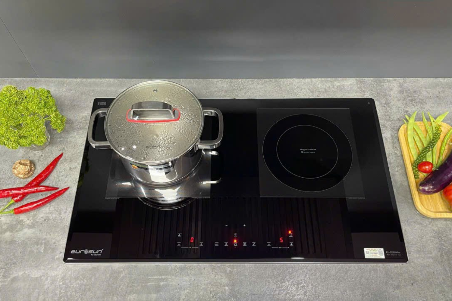 Bếp Điện Từ Kết Hợp Hồng Ngoại Eurosun EU-TE259Pro | Lắp Âm 2 Vùng Nấu