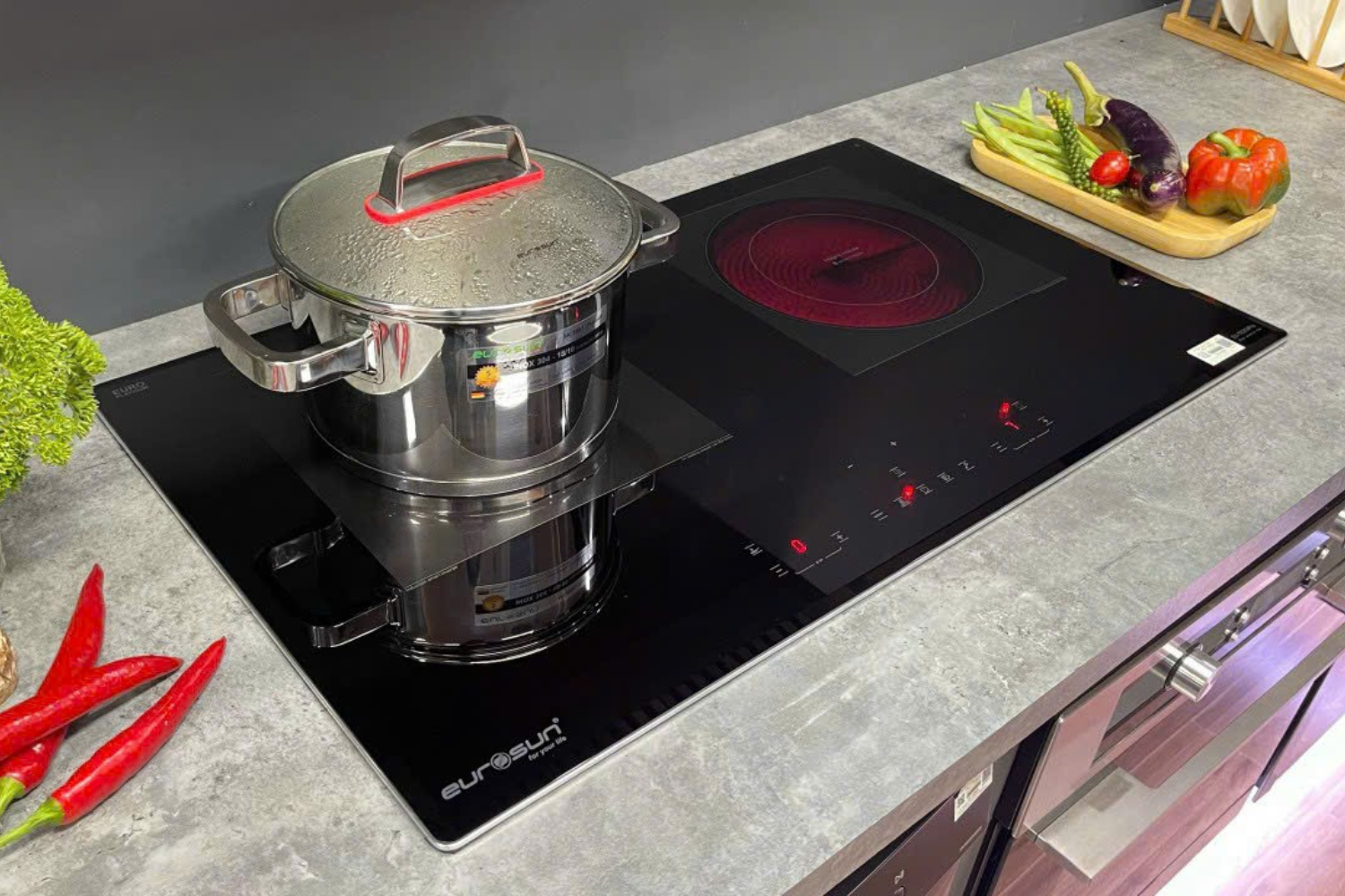 Bếp Điện Từ Kết Hợp Hồng Ngoại Eurosun EU-TE259Pro | Lắp Âm 2 Vùng Nấu