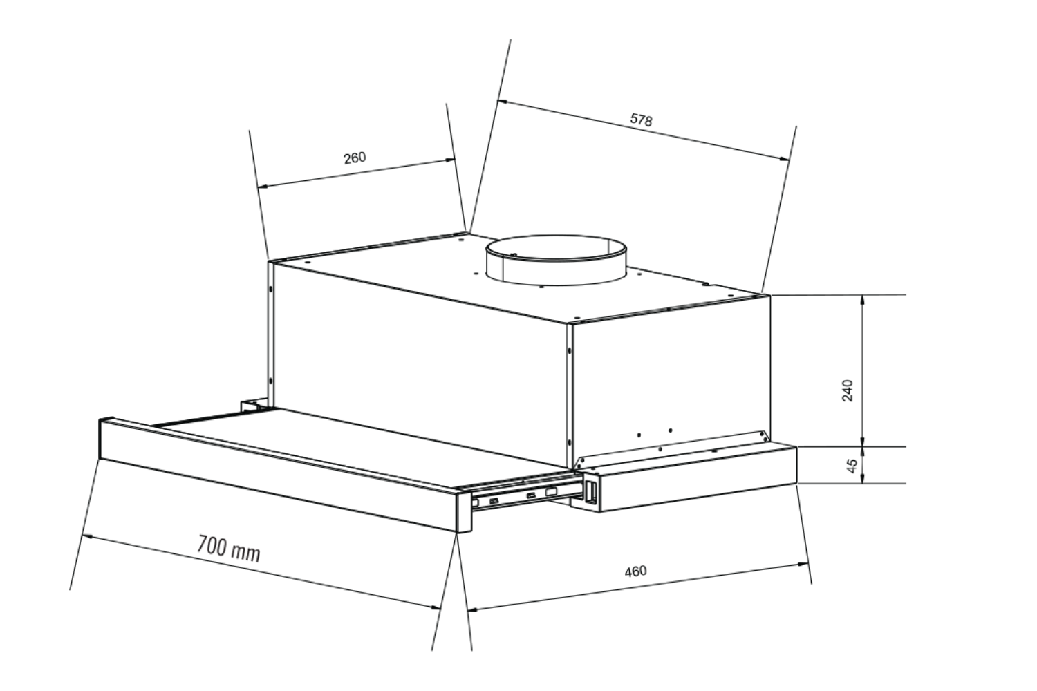 Máy hút mùi âm tủ Eurosun EH-70AF86B | Đen (70cm)